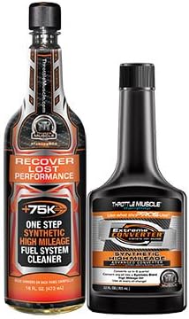 Throttle Muscle One Step High Mileage Synthetic Fuel System Cleaner and Synthetic High Mileage Oil Treatment/Converter Package