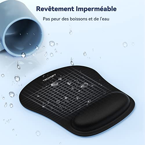 TECKNET Mouse Pad, Ergonomic Mouse Mat with Wrist Rest, Mousepad with Memory Foam, Wear-resistant, Washable, Perfect for Computer, Office, Work