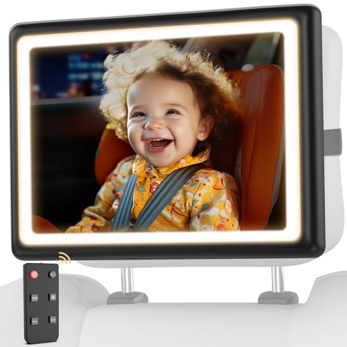 Baby Car Mirror with Light - Remote Control, 360° Adjustable, Shatter Resistant Car Seat Mirror - Clear Night Vision, Easy Installation for Rear Facing Infants