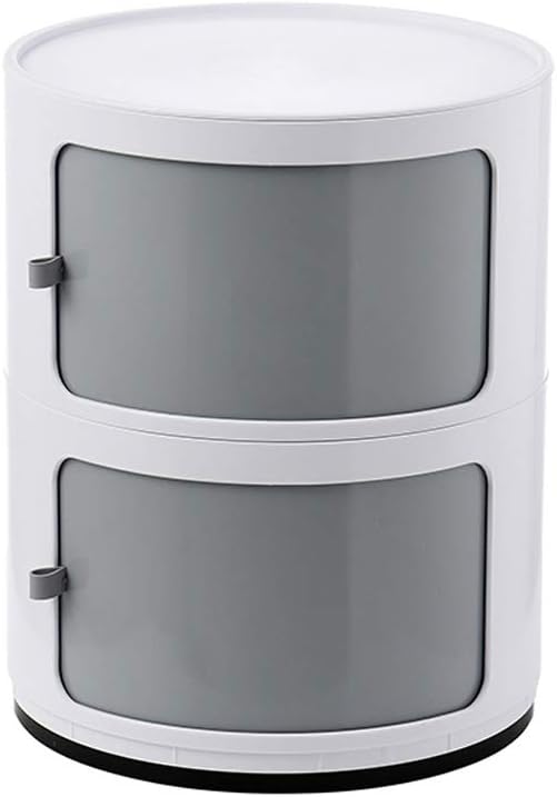 2 3 4 Tier Bedside Tables Bedside Cabinet Round Plastic Nightstand Storage Unit Chest With Drawers Sliding Door Modern Bedroom Living Room Side Table Cabinet Locker Color Gray Size 2 Tier