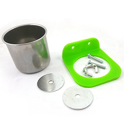 URIJK Pet Food & Water Bird Cup - Wall Mounted Stainless Steel Bird Coop Cups Seed Water Food Dish Feeder Bowl - for Parrot Macaw African Greys Budgies Parakeet Cockatiels Conure Lovebird Finch