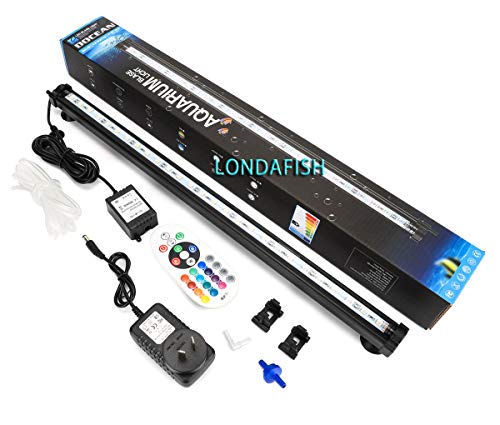 LONDAFISH Aquarium Air Bubble Lights LED Fish Tank Light Lighting Remote Control 3.8W/5.8W 16 Colors (5.8W/27 Lights)