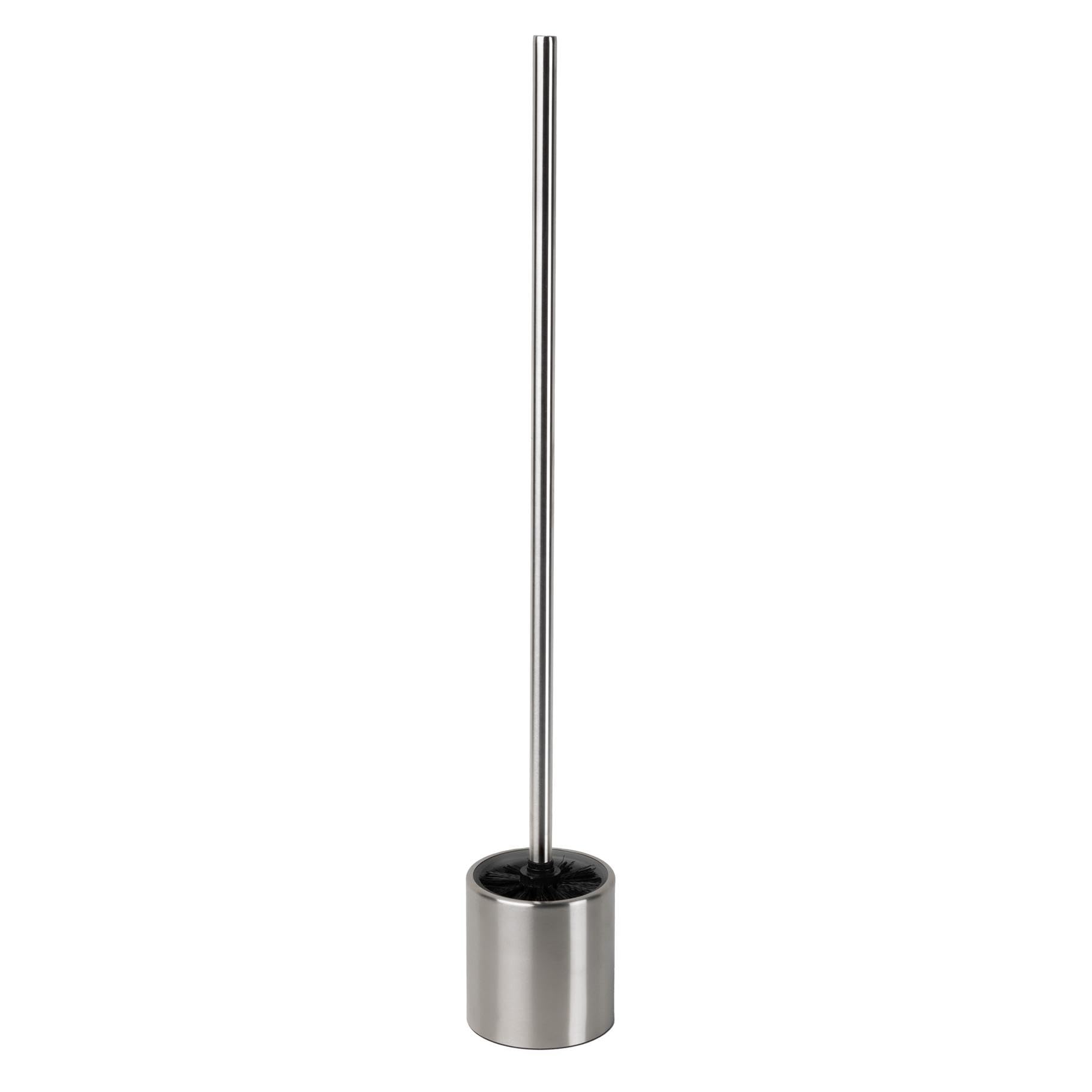 Bambelaa! Long toilet brush, toilet brush set, toilet brush holder, stainless steel, glass, silver, black (approx. 67 cm)