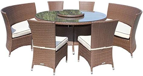Rattan Outdoor Furniture Dining Set Oxford 10 Seater Garden Dining Set Indoor Outdoor in Brown
