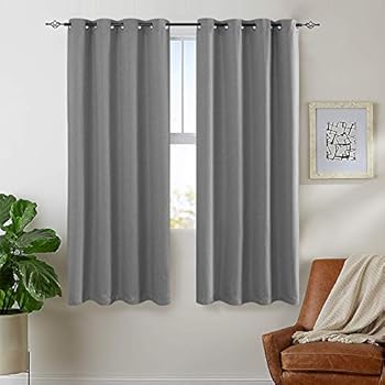 jinchan Room Darkening Window Curtain Panels for Bedroom Curtains for Living Room Linen Look Textured Drapes Single Panel 72 Grey