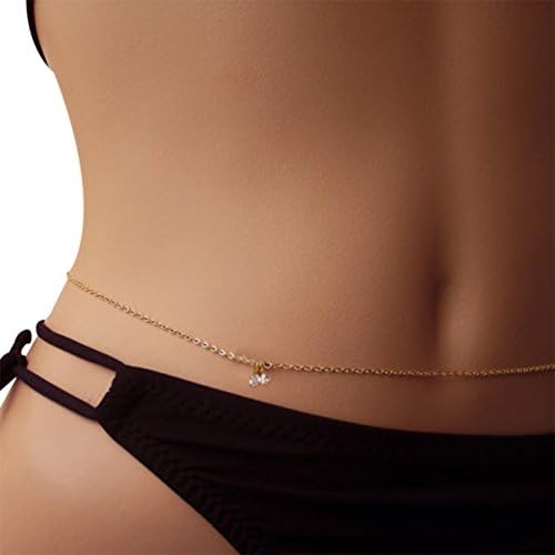 KOOMAGIC Womens Crystal Bikini Belly Body Chain Waist Link Fashion Beach Necklace Jewelry