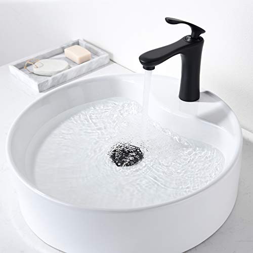 GORDEE Bathroom Faucet Vessel Sink Lavatory Vanity Pop Up Sink Plumbing Stopper without Overflow, Fit for US Standard Drain Hole (1.57-1.9 inches), Brushed Chrome Matte Black