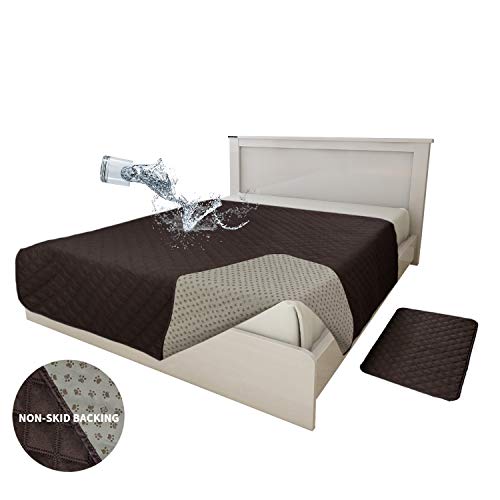 Easy-Going 100% Waterproof Dog Bed Cover Furniture Protector Sofa Cover Non-Slip Washable Reusable Incontinence Bed Underpads for Pets Kids Children Dog Cat(52×82 in,Chocolate)