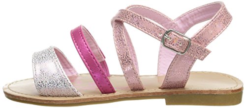 Laura Ashley Shinny Criss Cross Strap Sandal (Toddler),Pink,5 M US Toddler