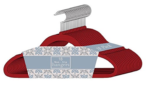 Signature Home 119501 Multi Purpose Space Saver Velvet Hangers (Set of 18), Red