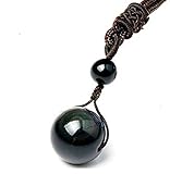 Tmrow Natural Stone Pendant Necklace For Women And Men Obsidian Black Eye Rainbow Beads Lucky Ball Transfer Love Necklaces & Pendants