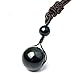 Tmrow Natural Stone Pendant Necklace For Women And Men Obsidian Black Eye Rainbow Beads Lucky Ball Transfer Love Necklaces & Pendants