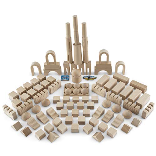 Natural Wooden Blocks for Kids Wood Castle Building Blocks for