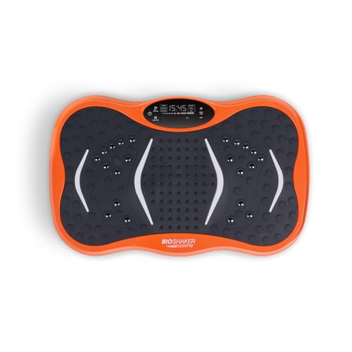 Bio Shaker Maquina de Ejercicio Power Therapy Plataforma Vibratoria con Control Remoto, Ligas de Resistencia, Capacidad 120 kg, Base Antideslizante, Entrenamiento en Casa, Color Negro