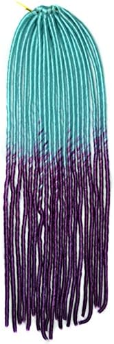 Colorlife 1 Pack 20" Blue-Green to Purple Two Color Soft Dread Lock Crochet Braid Hair Extension Synthetic Braiding Hair