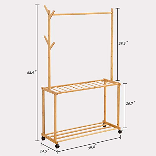 COPREE Bamboo Rolling Garment Clothes Multifuctional Laundry Rack with
