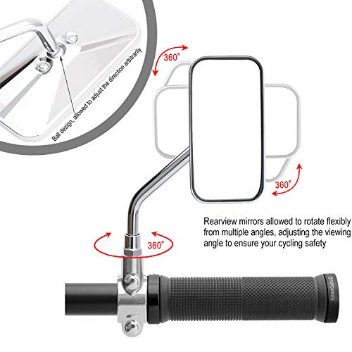 TOPCABIN Bike Mirror 1 Pair,Big Viewing of 360° Rotation Adjustable