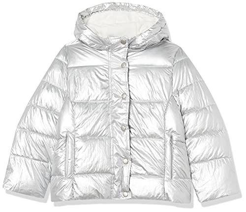 AMAZON ESSENTIALS TODDLER GIRLS’ HEAVYWEIGHT HOODED PUFFER JACKET, METALLIC SILVER, 2T