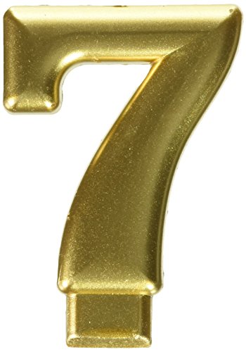 Amscan Birthday Celebration, Numeral #7 Metallic Candle, Party Supplies, Gold, 3 1/4