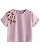 SweatyRocks Women's Casual Summer Tops Floral Embroidered Short Sleeve T Shirt Pink Medium