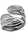 Sterling Silver folk style feather ring (adjustable)（Gift a gift）