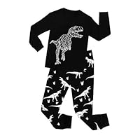 PHOEBE CAT Black Dinosaur Boys Pajamas 100% Cotton Kids Sleepwear Toddler Dino Pjs 5T