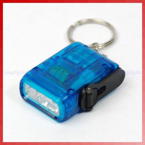 Crank Power Mini Hand Flashlight Torch 2 LED Light Blue