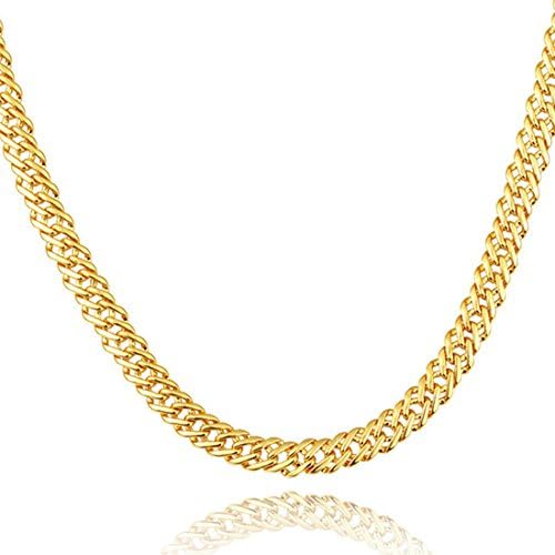 WELRDFG Men Chain Jewelry 18K Gold Plated/Silver Plated Italian Venitian Chain Necklace - 6MM Wide