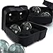 Chillz Ice Ball Maker - 2 Black Flexible Silicone Ice Trays - Mold 8 X 4.5cm Round Ice Ball Spheres (2 Pack)
