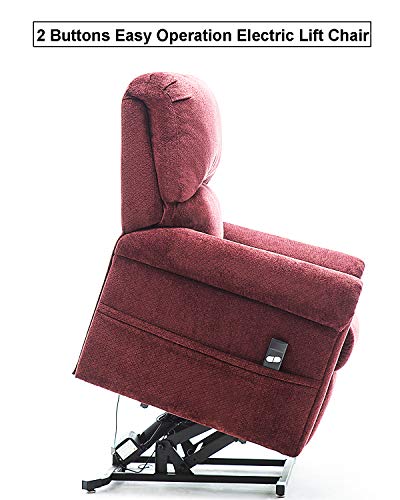 Electric Lift Chair 380 LB Heavy Duty,JULYFOX Infinite Position Oversize Lift Recliner Sofa Lifts You Up W/ 2 Button Remote Upholstered Tufted Velvet Stand Up Lift Chair Living Room Chair Wine Red