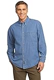 Port & Company Men's Long Sleeve Value Denim Shirt XL Faded Blue