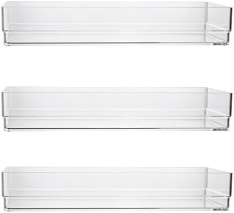 Clear Plastic Kitchen Drawer Organizers 12" x 6" x 2" l Set of 3