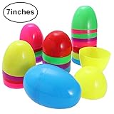 Unomor 12 Pack Jumbo Plastic Easter Eggs Bright Assorted Colors for Filling Treats, Easter Theme Party Favor, Easter Eggs Hunt, Basket Stuffers Fillers, Classroom Prize Supplies, 6 Color, 6 x 4 Inch
