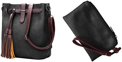 RW Collections Brock Fashion Designer Messenger Crossbody Shoulder Bag Handbag With Free Coin Purse (Black)
