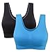 KAY SINN 2 Pack Womens Padded Wirefree Sports Bra Acid Blue Black 3X-Large