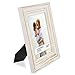 Langdon House 5x7 Real Wood Picture Frames (6 Pack, Weathered White - Gold Accents), White Wooden Photo Frame 5 x 7, Wall Mount or Table Top, Lumina Collection