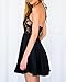 FORTULY Women Sexy Hollow Lace Backless Strap Short Mini Dress (M, Black)