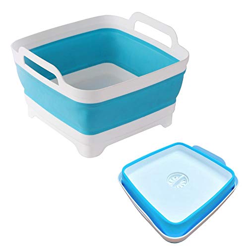 Collapsible Dish Tub with Drain Plug Carry Handles,Collapsible Dish