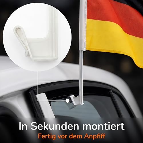Upgrade4cars 2 x Germany Car Flag Football World Cup 2026 Car Flag Black Red Gold 45 x 30 cm Car National Flag World Cup Fan Item Max. 60 km/h