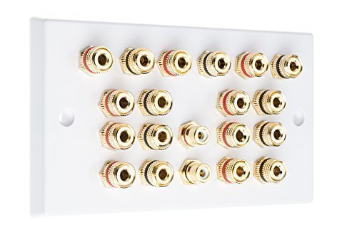 MSG Custom Audio 9.2 Surround Sound Speaker Wall Plate with Gold Binding Posts + RCA Socket NO SOLDERING REQUIRED