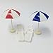 FUNSHOWCASE Plastic Summer Beach Chairs with Umbrellas Aquarium Terrariums Miniature Garden Fairy Gardens Doll House Cake Topper Resin Decoration