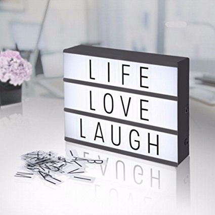 A4 Light Box With Letters Emoji Numbers (119 Color + 84 Black) LED DIY Letter Board Light Box USB Cinema Light Box With Letters Gift For Birthday Festival Photo Props Decoration Inspirational Reminder