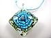 BRCbeads Lampwork Glass Crystal Flower Square Shape 5 Assorted Colors (Peridot/Aquamarine/Sapphire/Vintage Rose/Pink) Murano Floral Glass Handcraft Pendant 5pcs per Bag for Necklace Making