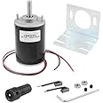 WMYCONGCONG DC 12/24V 30W High Speed CW/CCW Permanent Magnet DC Motor (12V DC 3500RPM) and 37mm Dia Geared Motor Mounting Bracket Holder w/ 6mm Hex Coupling Random Color(Silver or Black)