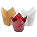Aunifun 180 Pieces of Tulip Baking Paper Cups Cupcake Muffin Liners Pans Wrappers in 3 Colors, White, Natural, Brown