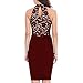 WOOSEA Women's Elegant Sleeveless Floral Lace Vintage Midi Cocktail Party Dress (Small, Burgundy)