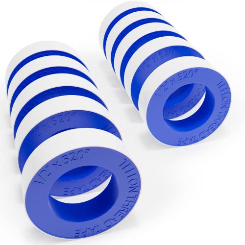 10-Pack Plumber's PTFE Thread Sealing Tape – 1/2 In X 520 In (White)