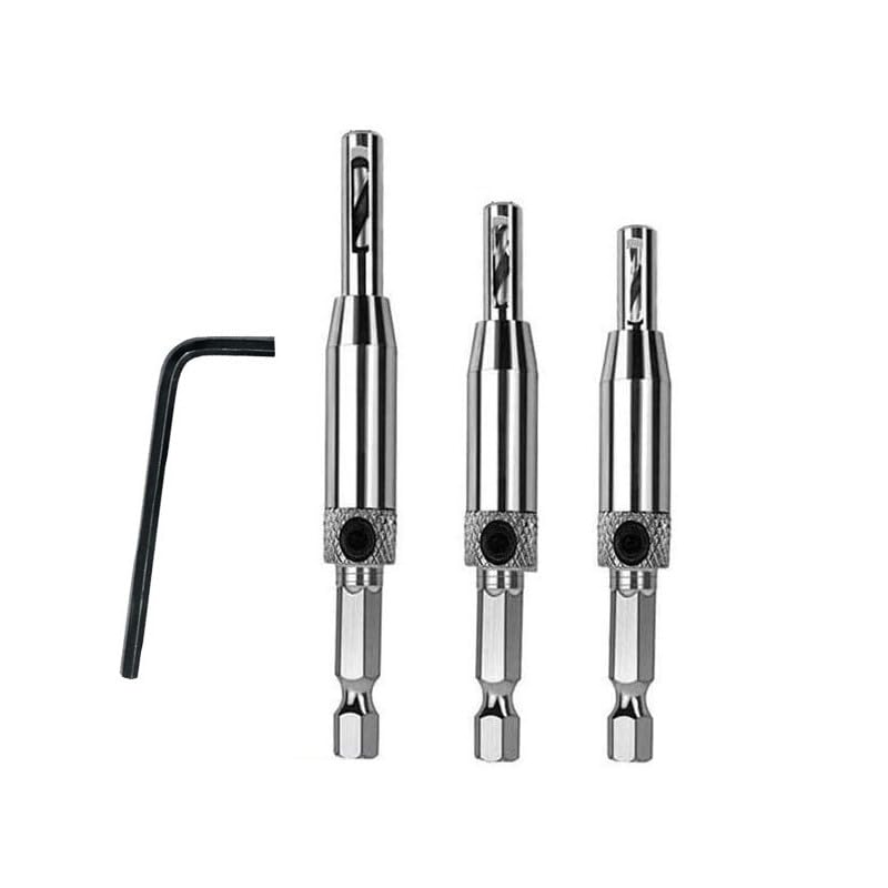 3 Pieces Quick Release Drill Bit Guide Set, 1/4" Hex Shank Hinge Drill Bit Set HSS Self Centering Drill Bits for Door Window Cabinet Hinge & Lock Applications (9/64'', 7/64'', 5/64'')