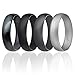 ROQ Silicone Wedding Ring for Men, Set of 4 Affordable Comfort Fit 6mm Manly Metallic Silicone Rubber Wedding Bands - Silver, Black, Grey, Black Camo - Size 8