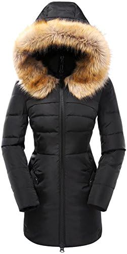 Women's Down Coat with Faux Fur Hood with 90% Down Parka Puffer Jacket